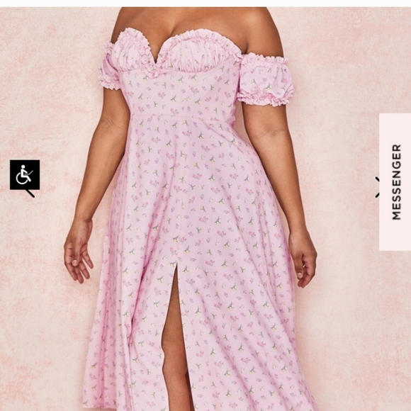 Pink Floral Strapless MIDI sundress. House of CB 🩷 Lauren dress. - Picture 4 of 9